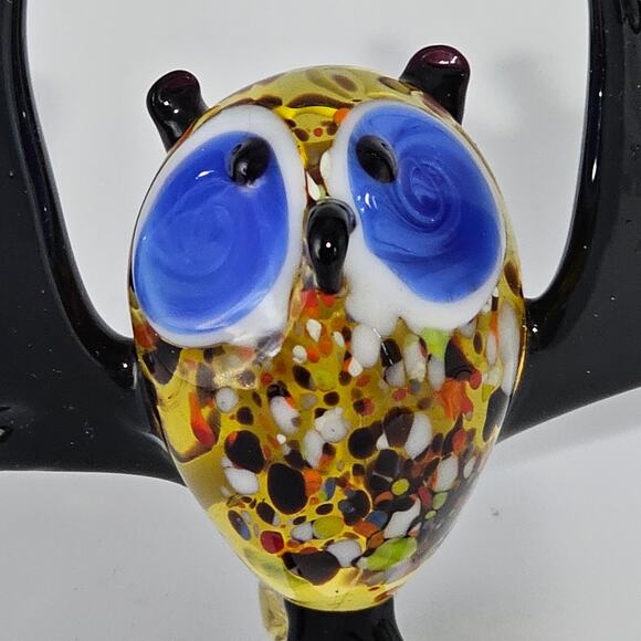 Murano Style Glass Owl Figurine Miniature Hand Blown Colorful Art Sculpture - Picture 2 of 8